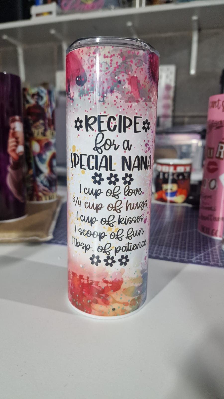 Recipe for a Special Nana Tumbler | 20oz Insulated Stainless Steel Mug | Cute Grandma Gift | Mother's Day Gift for Nana | Love & Hugs Cup