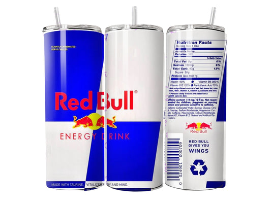 Energy Drink Can Style Tumbler – 20oz Skinny Stainless Steel Cup with Straw