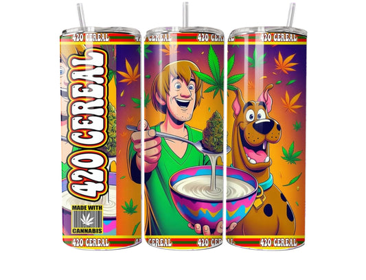 420 Cereal Inspired Tumbler – 20oz Skinny Stainless Steel Funny Stoner Cup