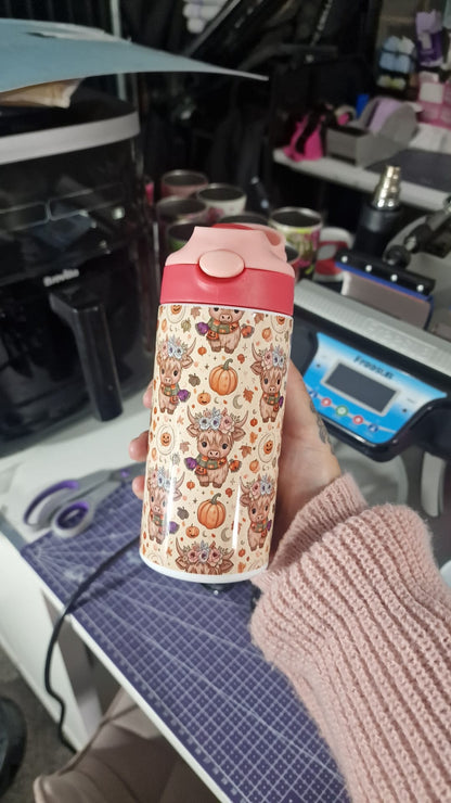 Custom Kids Water Bottle – Personalised Flip Straw Bottle with Name (Multiple Colours)