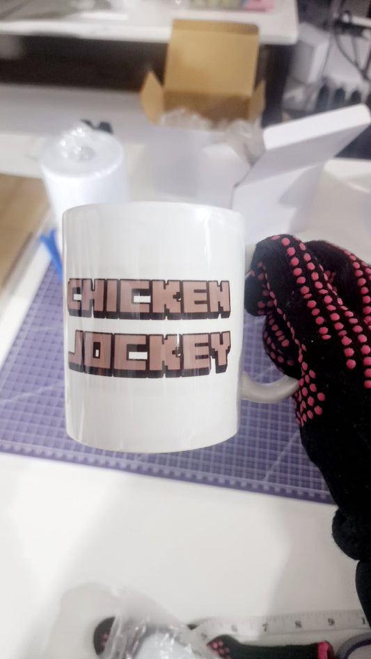 Chicken Jockey Mug — Funny Zombie Baby & Chicken Gamer Coffee Cup — Unique Gift for Gamers and Kids