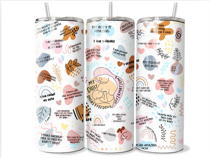 Breastfeeding Affirmation Tumbler – 20oz Skinny Stainless Steel New Mum Cup