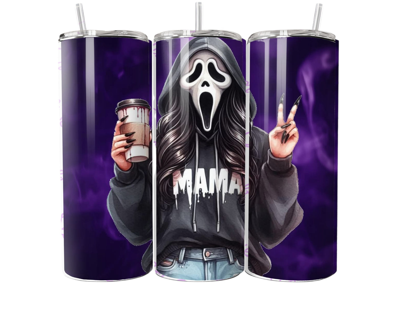 Horror Mama Inspired Tumbler – 20oz Skinny Stainless Steel Spooky Mum Cup