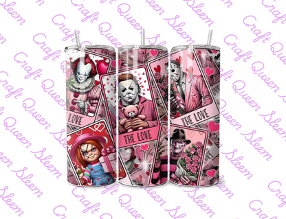 Horror Love Inspired Tumbler – 20oz Skinny Stainless Steel Gothic Valentine Cup