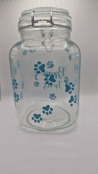 Pet Personalised Treats Jar - Paw Prints Small and Large