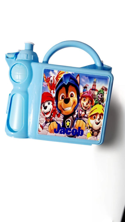 Children's Personalised Lunchboxes- Bottle Pink Blue