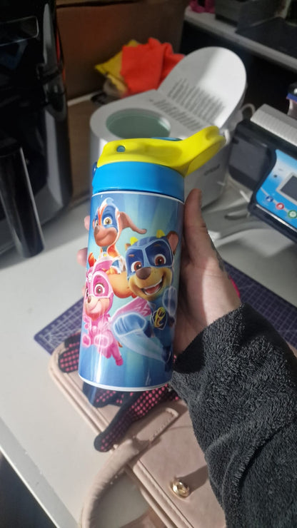 Custom Kids Water Bottle – Personalised Flip Straw Bottle with Name (Multiple Colours)