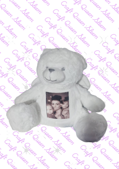 Memorial Keepsake Angel Bear With Wings- Personalised - Photo - Text - Small