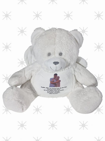 Memorial Keepsake Angel Bear With Wings - Personalised- Photo - Text -Large