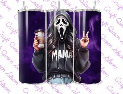 Horror Mama Inspired Tumbler – 20oz Skinny Stainless Steel Spooky Mum Cup