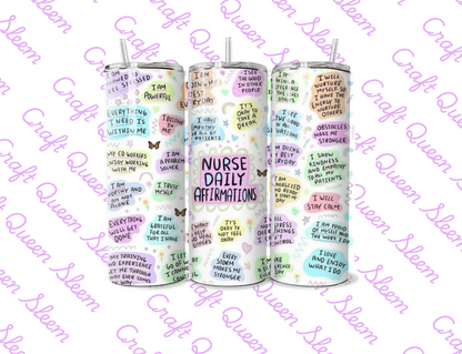 Nurse Daily Affirmations 20oz Tumbler | Positive Nurse Gift | Self Care Cup