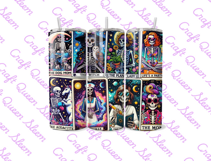 Tarot Skeleton Aesthetic 20oz Tumbler | Witchy Card Art & Gothic Spiritual Cup