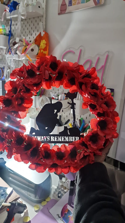 Remembrance Poppy Wreath – Memorial Tribute Wreath - Small 30cm