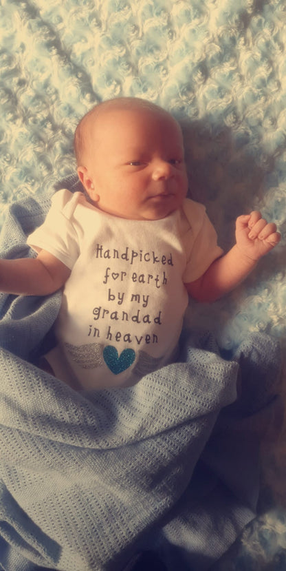 Handpicked for Earth Baby Vest | Memorial Grandad in Heaven Baby Grow