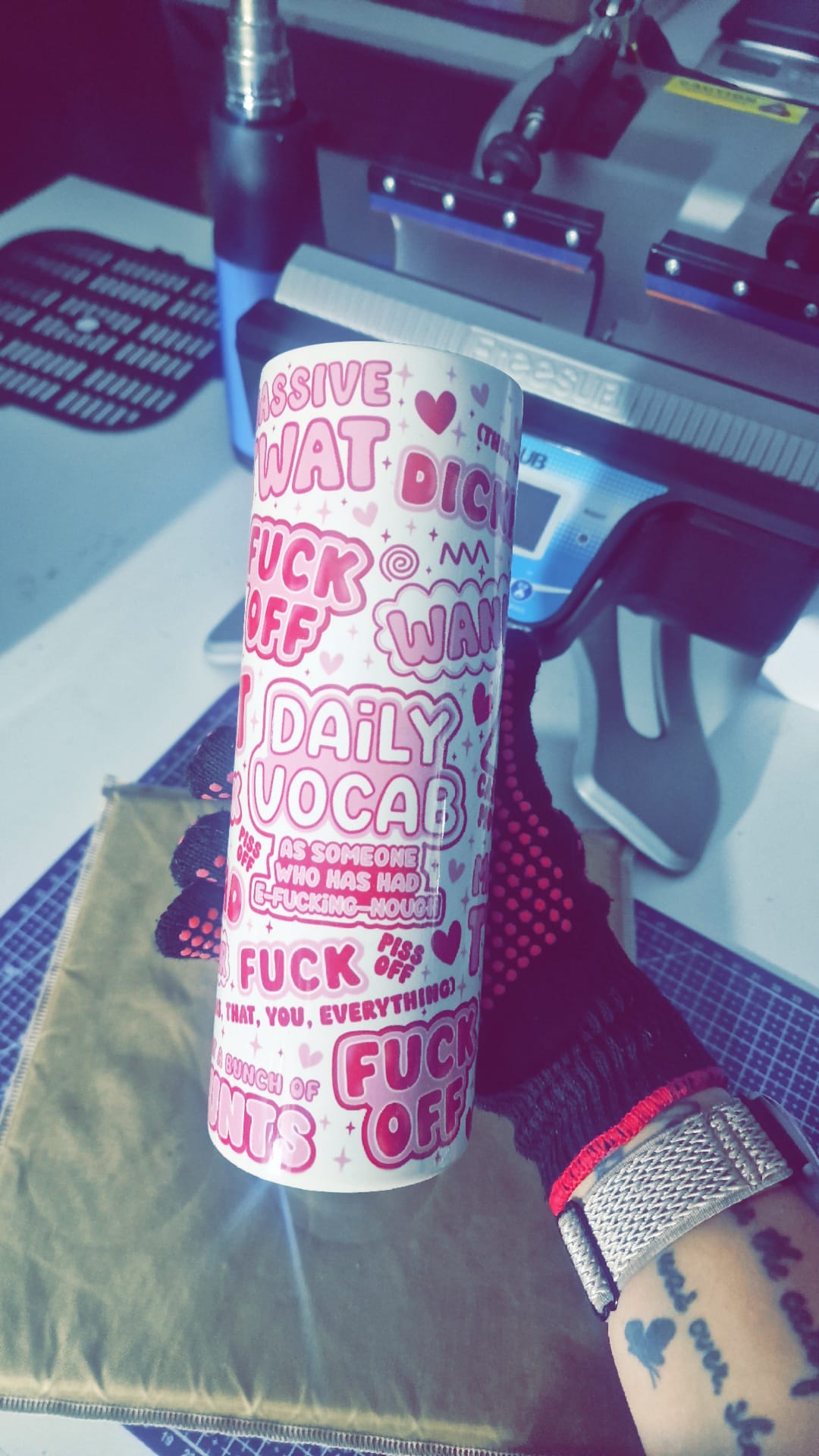 Sweary Pink Funny Quote Tumbler – 20oz Skinny Stainless Steel Adult Humour Cup