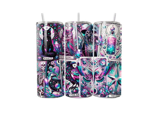 Mystical Tarot Aesthetic 20oz Tumbler | Witchy Crystal & Celestial Design Cup