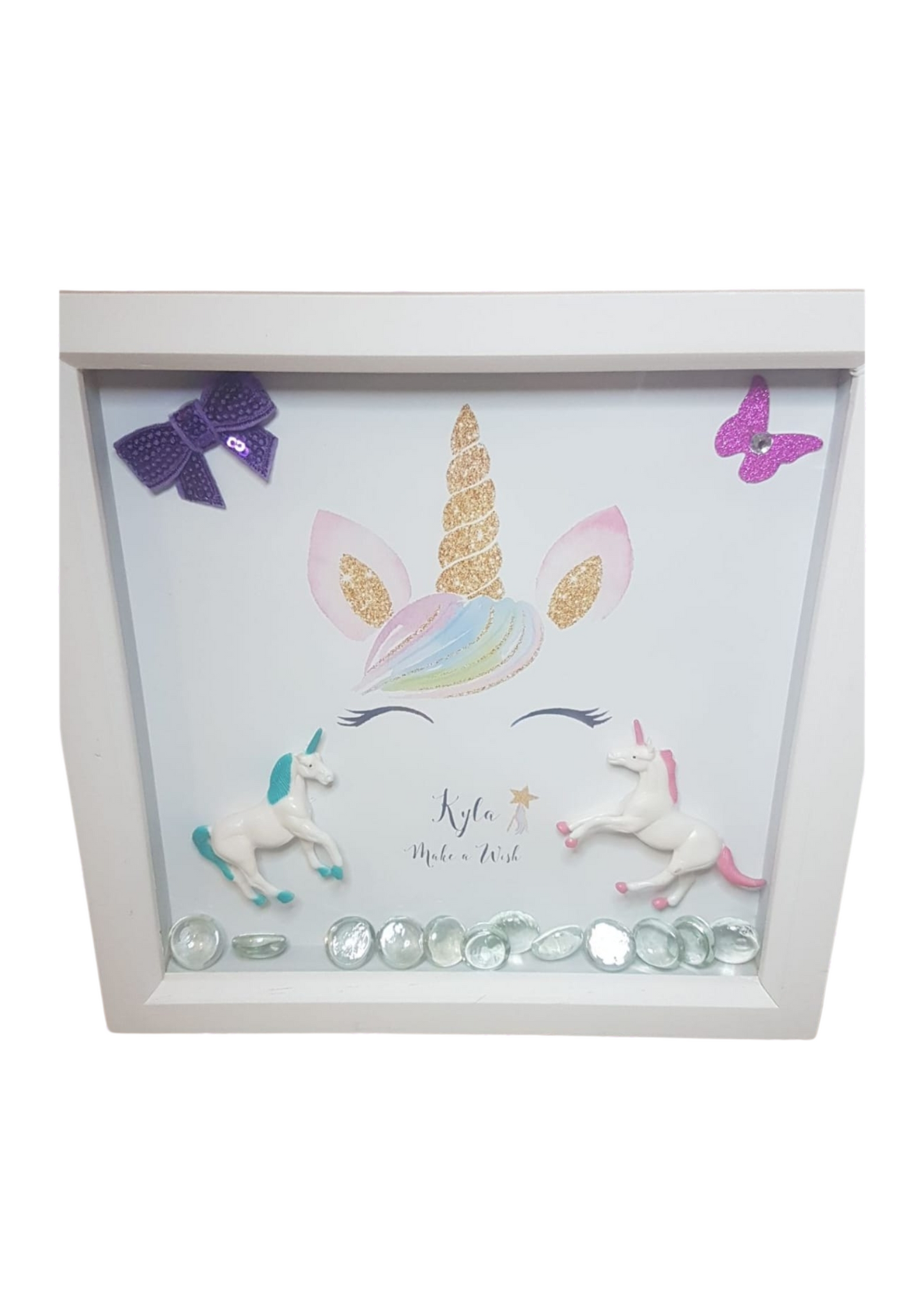 Personalised Unicorn Shadow Box Frame | Custom Name Keepsake | Nursery & Kids Gift