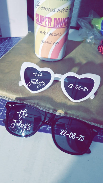Personalised Wedding Sunglasses | Custom Names & Date | Bride & Bridal Party Glasses