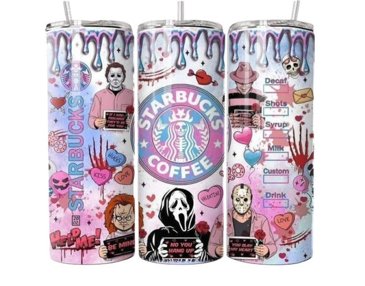 Spooky Coffee Lovers 20oz Tumbler | Gothic Coffee Bar Aesthetic Cup | Funny Horror Style Drinkware