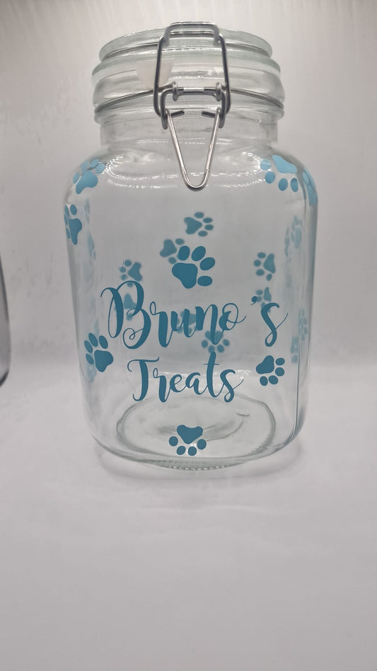 Pet Personalised Treats Jar - Paw Prints Small and Large