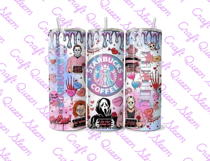 Spooky Coffee Lovers 20oz Tumbler | Gothic Coffee Bar Aesthetic Cup | Funny Horror Style Drinkware