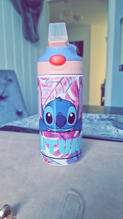 Custom Kids Water Bottle – Personalised Flip Straw Bottle with Name (Multiple Colours)