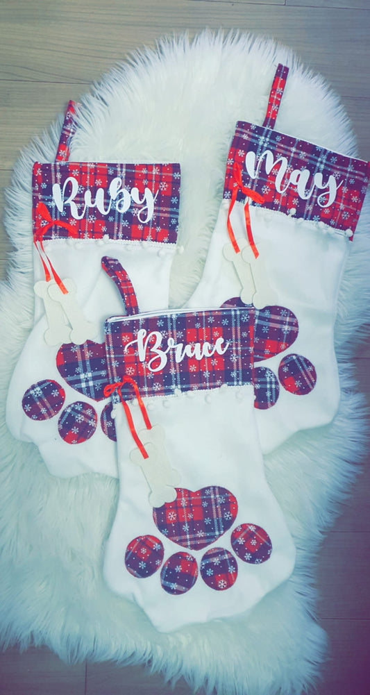 Pet Personalised Christmas Stockings - Cat Dog Fury Friends
