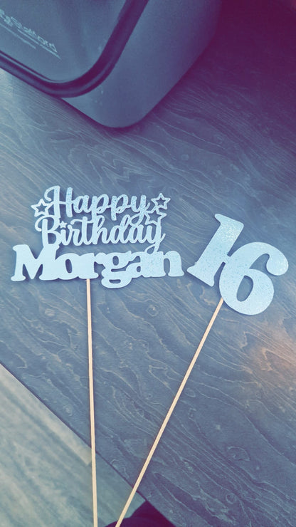 Custom Birthday Cake Topper | Personalised Name & Age Cake Decoration