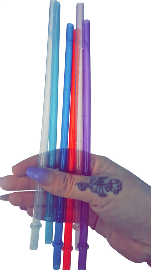 Reusable Glitter Plastic Straws | Fits 20oz Tumblers | Assorted Colours