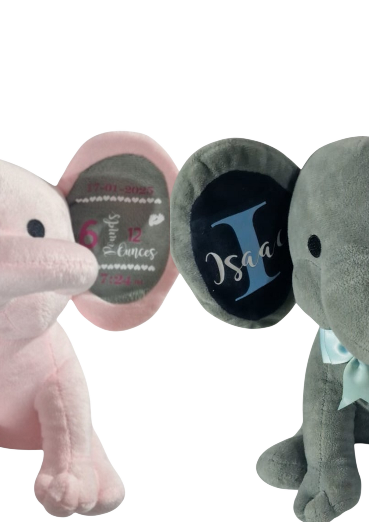 Personalised Elephant Teddy | Baby Birth Details Keepsake | 25cm Plush
