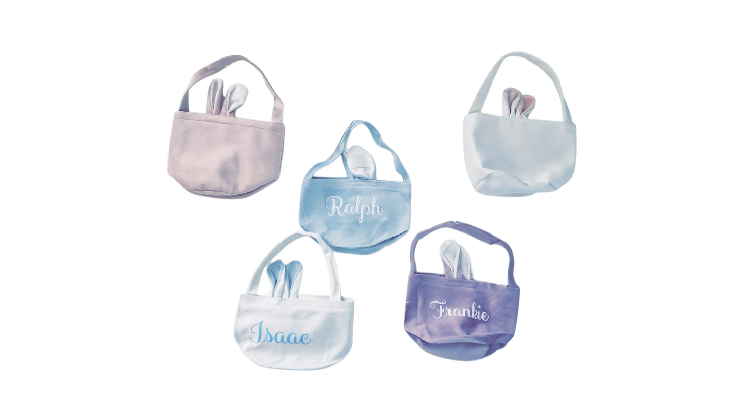Personalised Easter Bunny Basket | Custom Name Easter Egg Hunt Bag