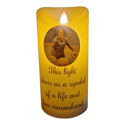 Personalised Memorial LED Candle | Custom Photo & Wording | Remembrance Light