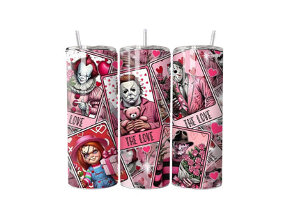 Horror Love Inspired Tumbler – 20oz Skinny Stainless Steel Gothic Valentine Cup