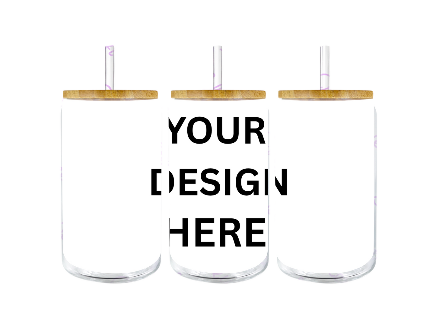 Custom Libbey Glass Can – Personalised 16oz Iced Coffee Cup with Bamboo Lid & Straw