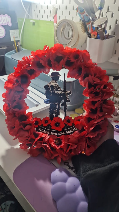 Remembrance Poppy Wreath – Memorial Tribute Wreath - Small 30cm