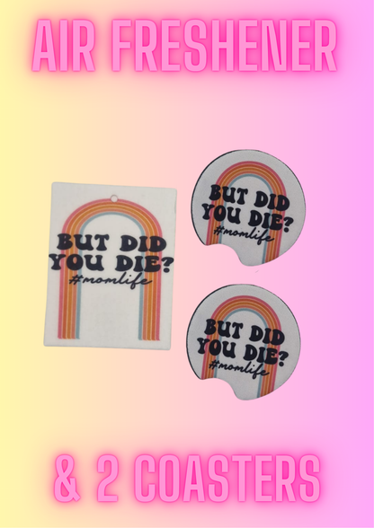 Girly Cute Funny Car Coasters (2 pack) + Air Freshener
