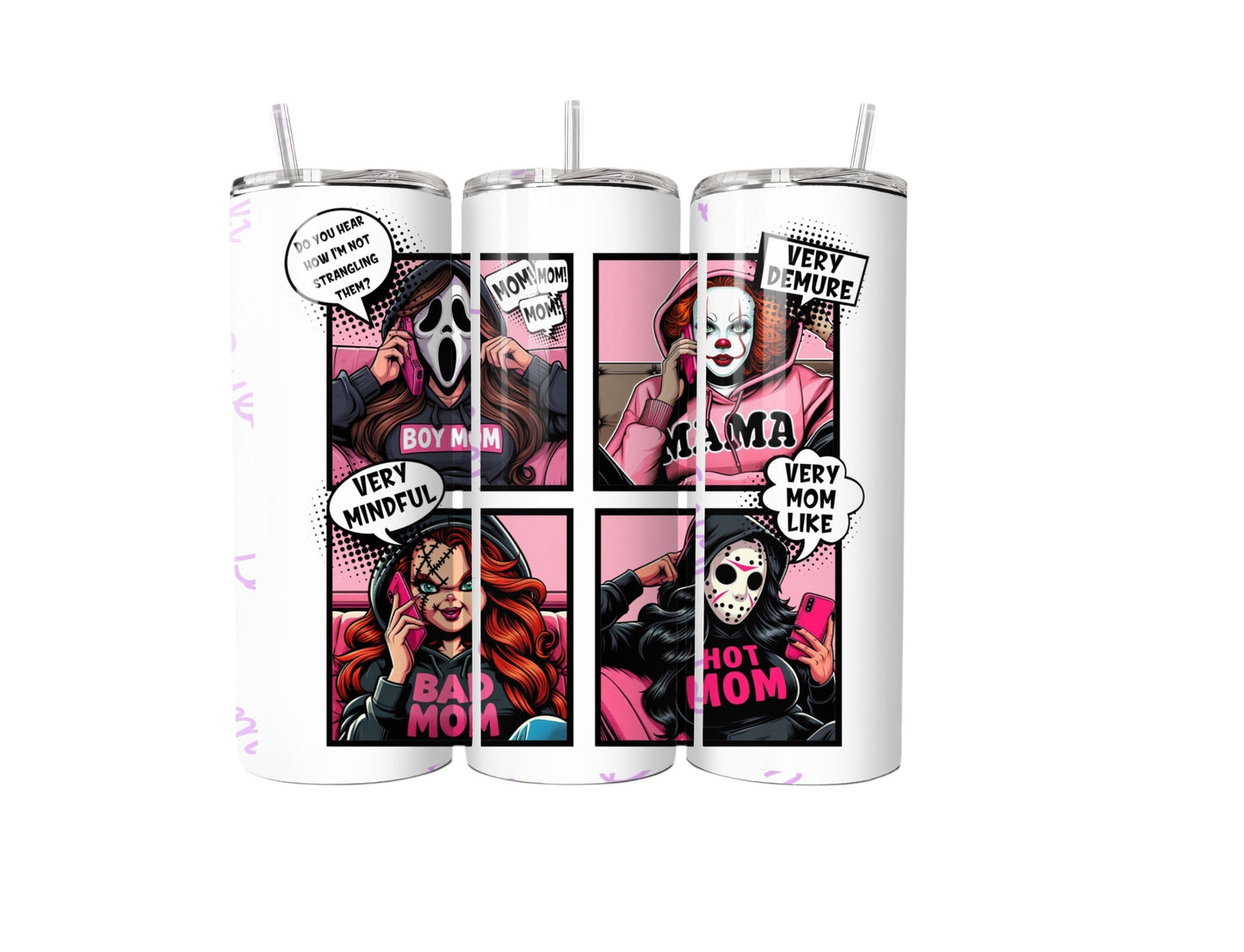 Funny Mom Comic Style 20oz Tumbler | Spooky Mum Aesthetic Cup | Mom Life Gift