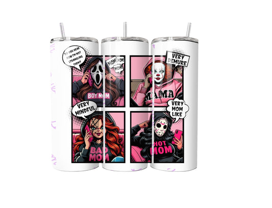 Funny Mom Comic Style 20oz Tumbler | Spooky Mum Aesthetic Cup | Mom Life Gift