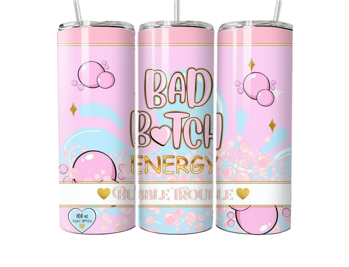 Bad B*tch Energy 20oz Tumbler | Funny Pink Bubble Cup | Sassy Gift for Her