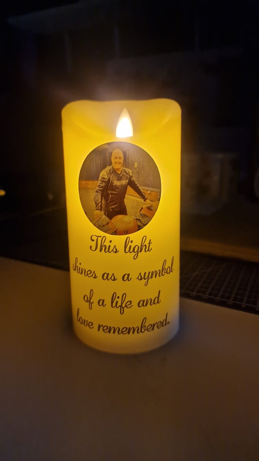 Personalised Memorial Flickering Flame Candle