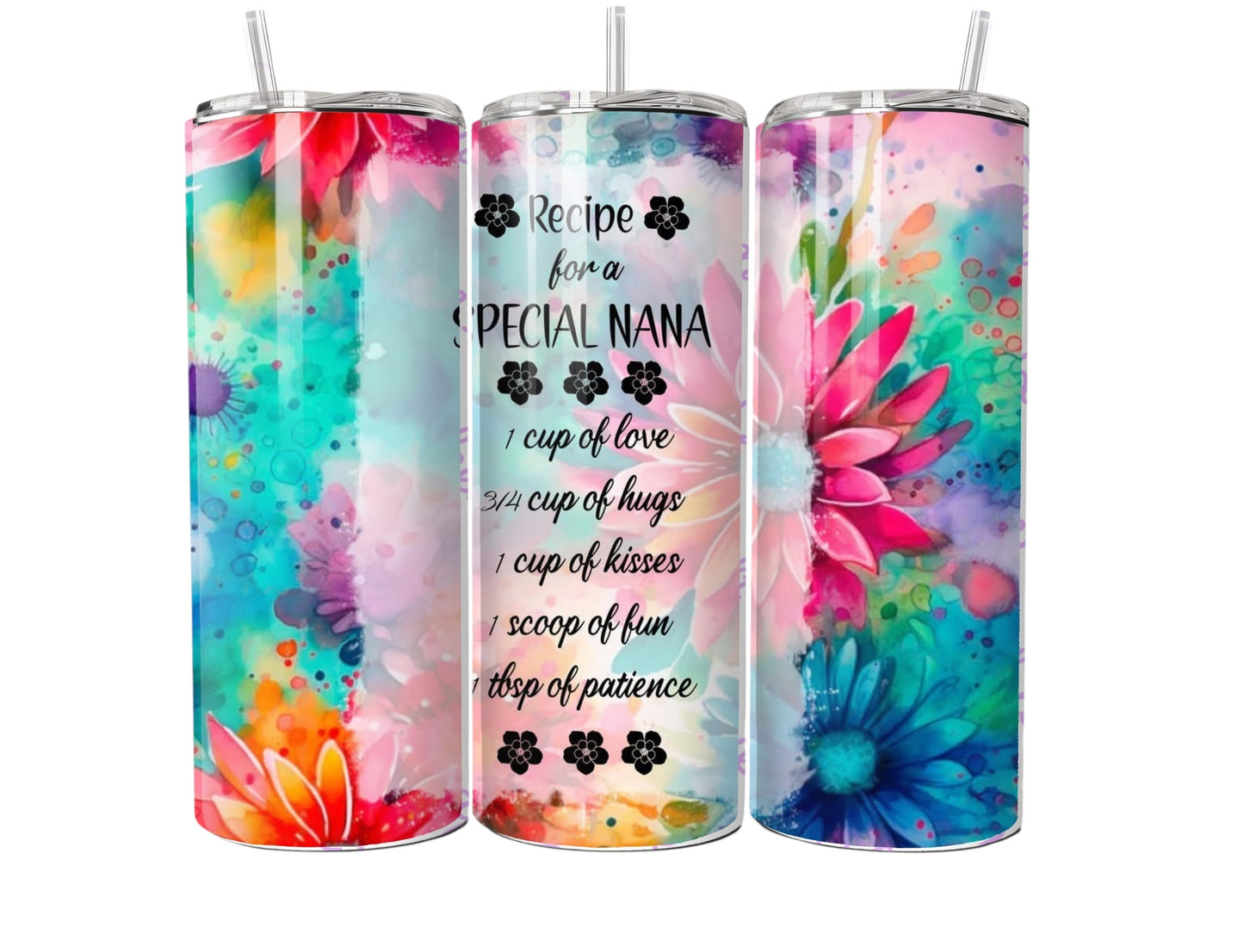 Recipe for a Special Nana 20oz Tumbler | Floral Nana Gift Cup