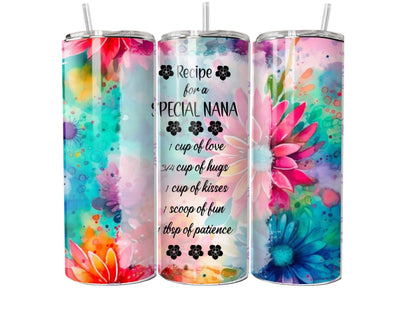 Recipe for a Special Nana 20oz Tumbler | Floral Nana Gift Cup
