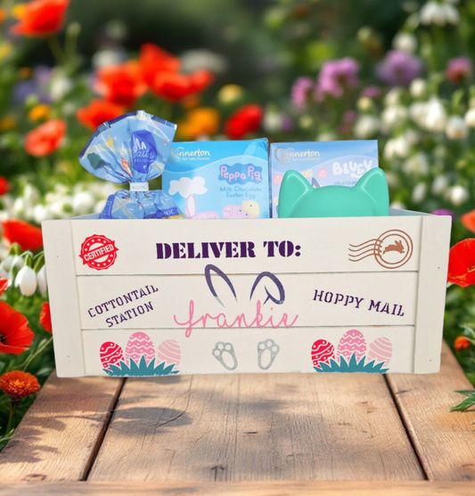 Easter personalised wooden crate
