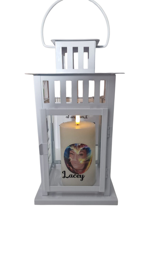 Memorial lantern missed loved one with candle