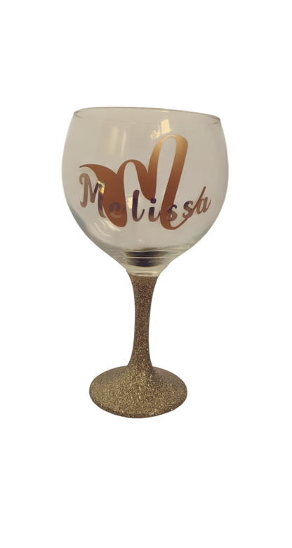 Personalised Glitter Glass | Custom Name, Number or Design | Sparkly Gift Glass
