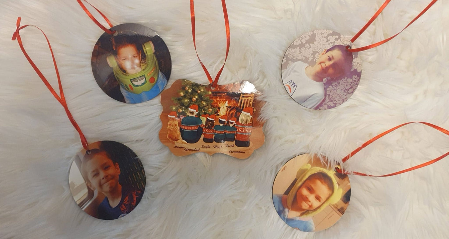Personalised Christmas Tree Decorations - Square Circle Heart