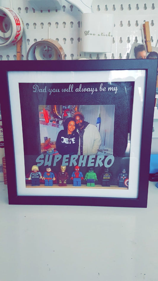 Super Hero Dad Daddy Shadow Box Frame- Father's Day- Birthday