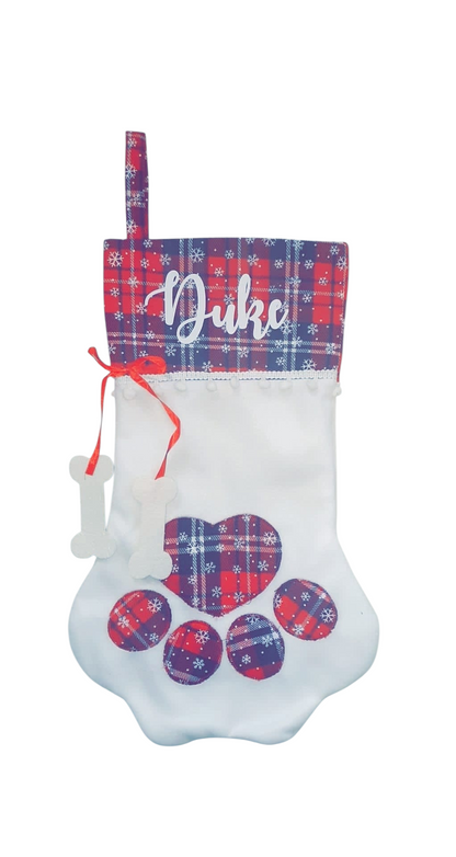 Personalised Pet Christmas Stocking | Dog Paw Print Stocking